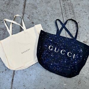 2 XL Large GUCCI Cotton Astrology Classic Tote Bags